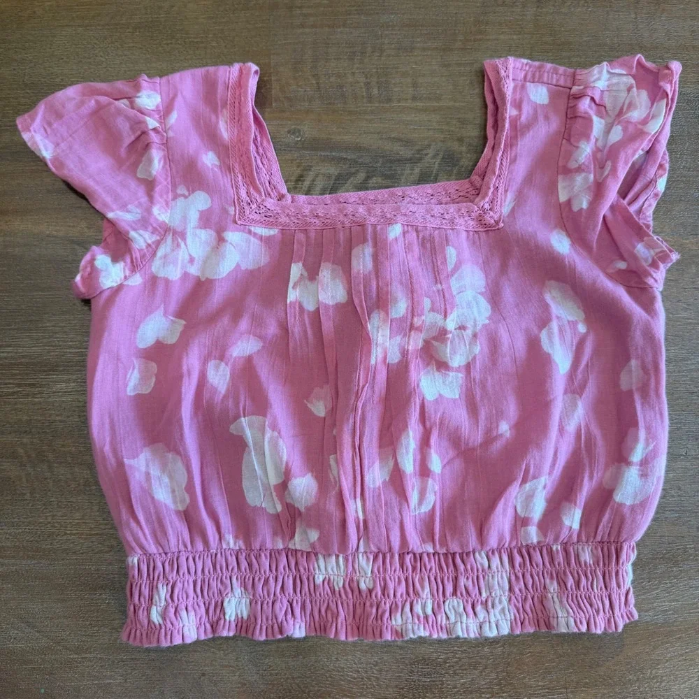 Abercrombie Kids Girls Pink Floral 2 Piece Set Skirt Top Size 9/10 Matching